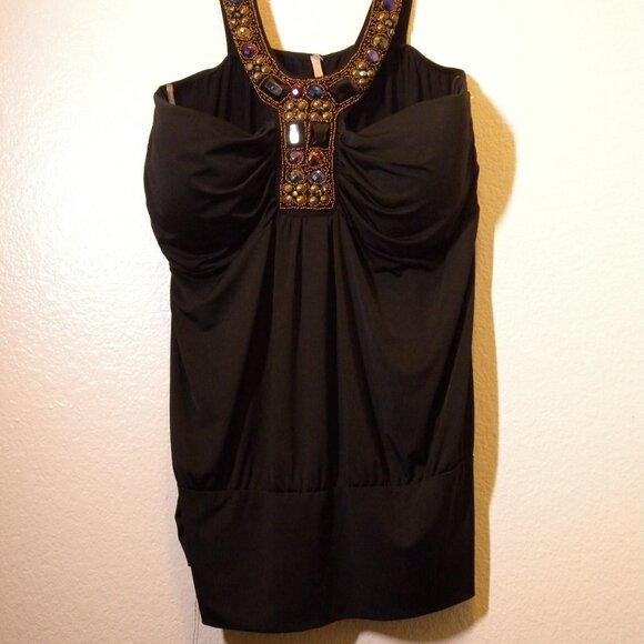 Kiwi Black Beaded Halter Style Top 1X - Picture 8 of 14